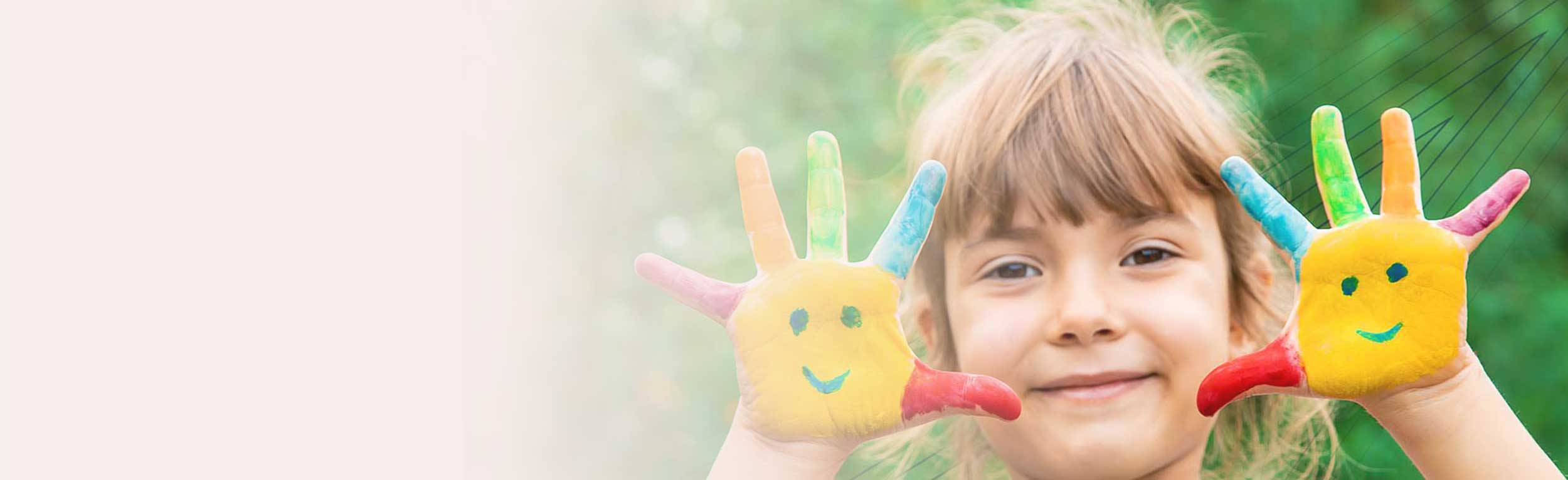 children hands in colors. Summer photo. Selective focus.